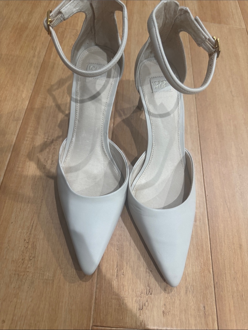 Louise et Cie White Pointed Ankle-Strap Pumps